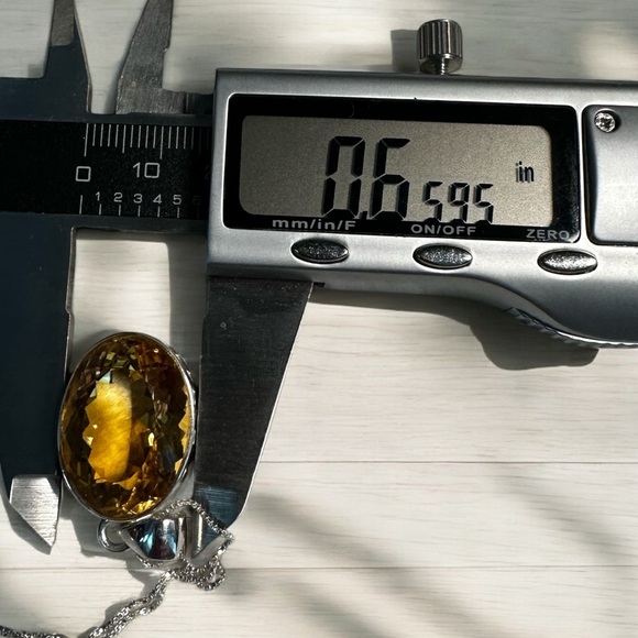 Sterling Silver Large Citrine Necklace - Picture 8 of 11